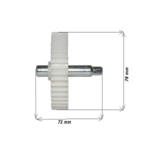 Шестерня с валом для мясорубки Rotex, Mirta, Redmond (D=78/L=72)